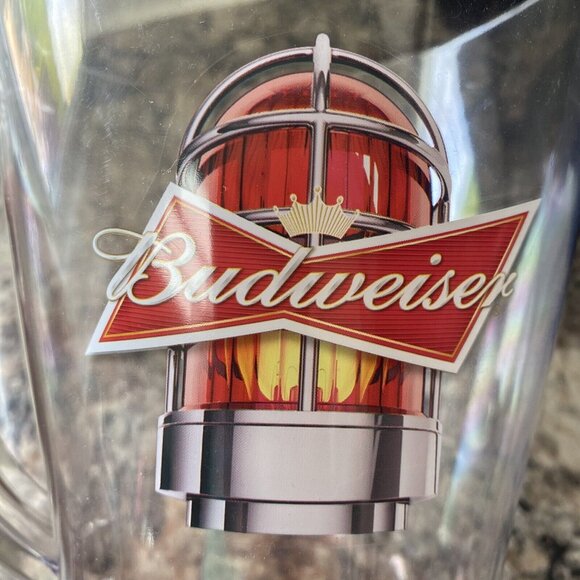 Budweiser Plastic Beer Pitcher Water Jug Red Light Bottom 64 Oz - Picture 2 of 5